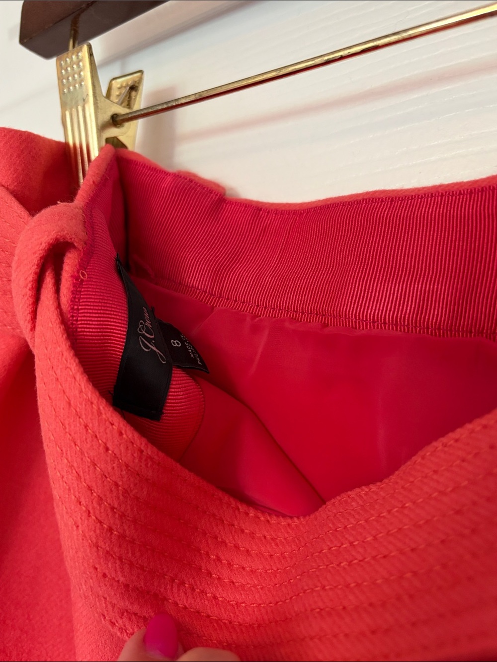 J. Crew Deep Coral Wool Midi Skirt with Self-Tie Belt - Picture 8 of 10